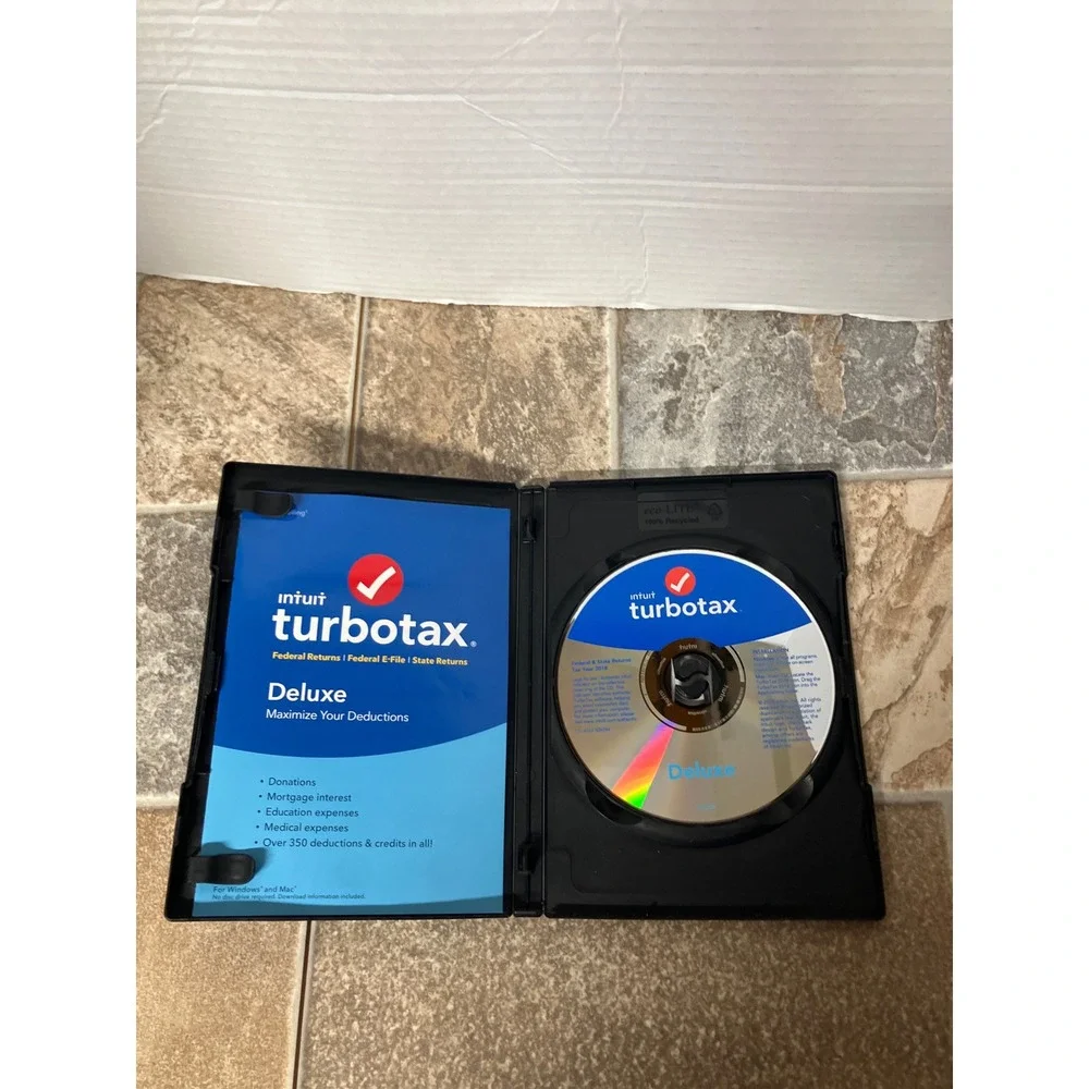 Intuit TurboTax Deluxe Tax Year 2018 Federal State Returns CD Software‎ Window